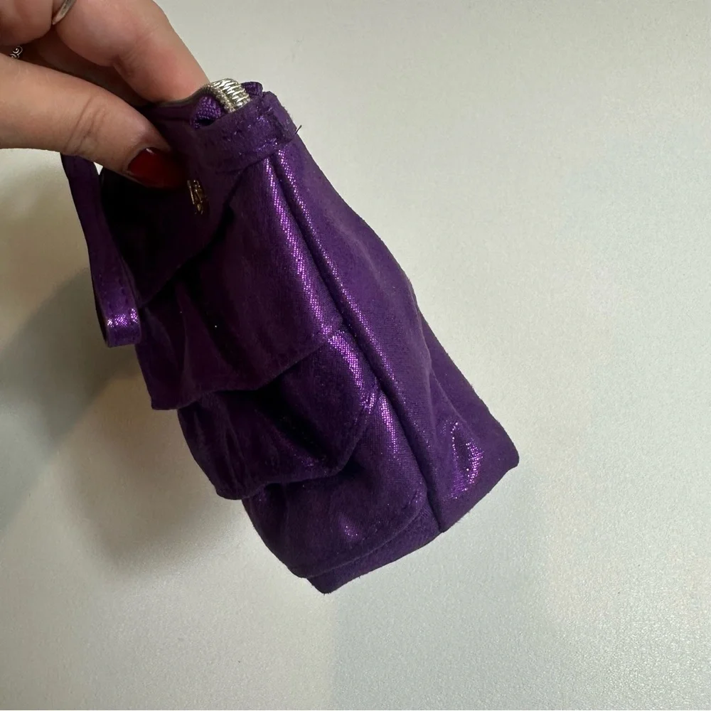 Victorias Secret Metallic Purple Shimmer Ruffle Makeup Bag Case Pouch
